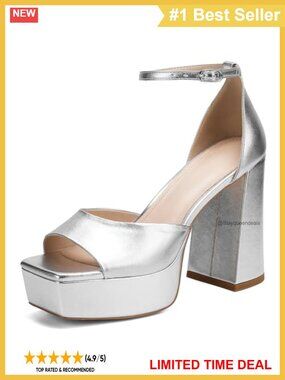 Women's Peep Toe Chunky Heel Sandals Ankle Buckle Strap Platform Heels